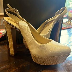 Beautiful platform heels with a hint of glitter.  Only worn twice.